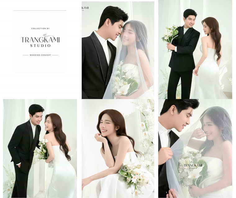 Concept ảnh cưới Trắng tinh khôi — Voan mỏng, hoa ly trắng, phông trắng sáng — Trang Kami Studio