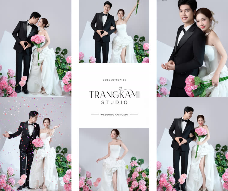 Concept ảnh cưới Hoa hồng phấn — Cẩm chướng hồng trên nền xám ngọc — Trang Kami Studio