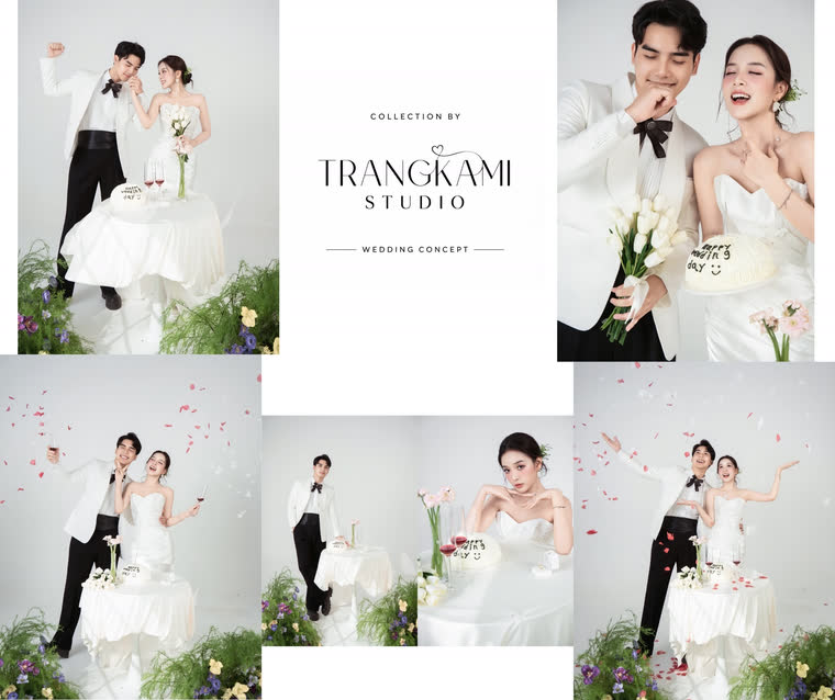 Concept ảnh cưới Vườn hoa cỏ dại — Hoa cỏ dại nhiều màu, bàn tiệc trắng nhỏ — Trang Kami Studio