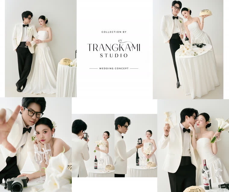 Concept ảnh cưới Tiệc trắng máy ảnh film — Vest trắng, bàn tiệc, máy ảnh film — Trang Kami Studio