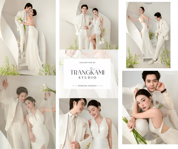 Concept ảnh cưới Trắng ngà lụa mềm — Váy lụa ôm tông trắng ngà, voan mềm — Trang Kami Studio